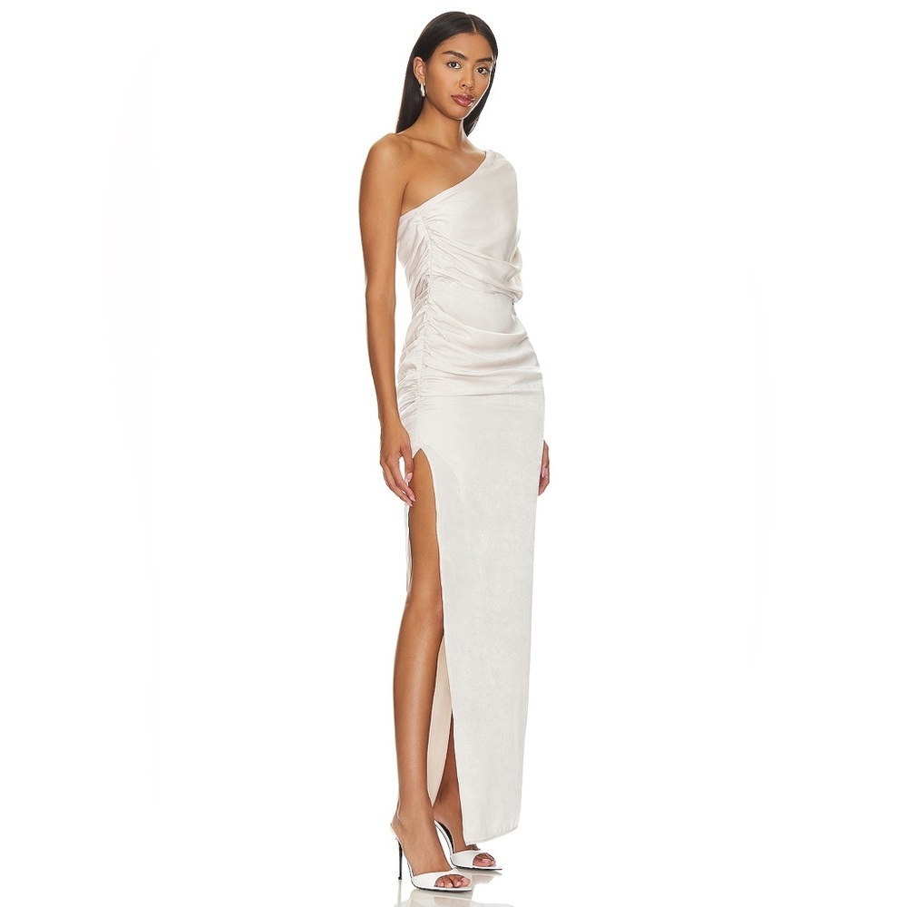 Lovers + Friends Hayden Gown One-Shoulder Long Women's Dress in Champagne Beige - Picture 2 of 10